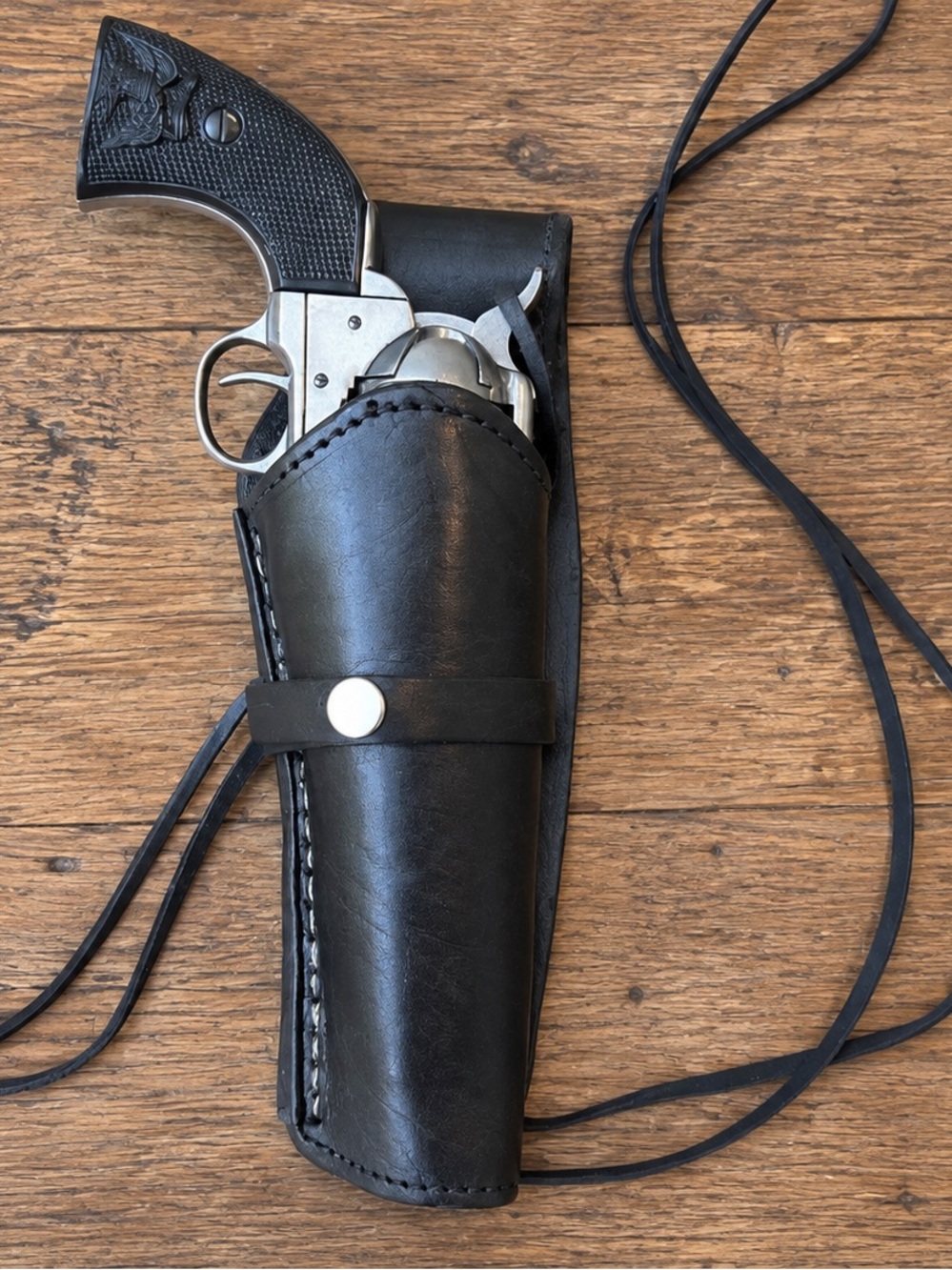 Men's Black Leather Single-Holster Crossbody Bag